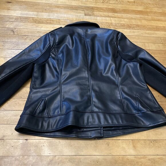 Lane Bryant Womens Jacket Size L? Black Polyester Faux Leather Bomber - Picture 14 of 16